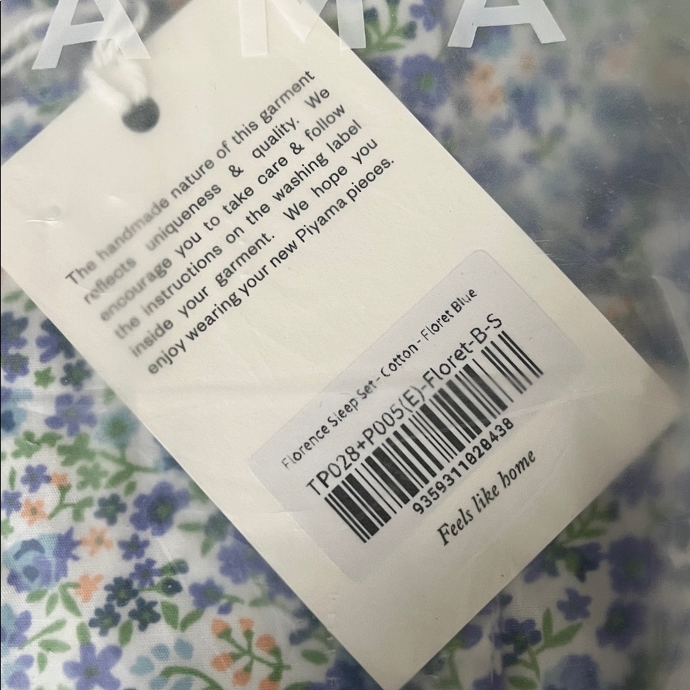 NWT Piyama Florence long sleeve & pants Sleep Set in Floret Blue Womens S cotton - Picture 3 of 5